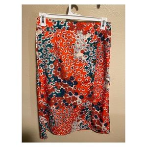 Orange floral A-line MIDI skirt